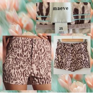 Anthropologie Maeve High Waisted Colette Animal Print Shorts Size 25
